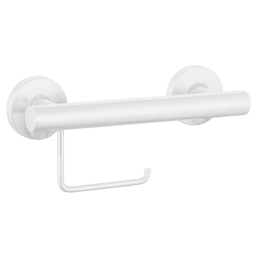 evekare Toilet Paper Roll Holder with Grab Bar White in the Grab Bars