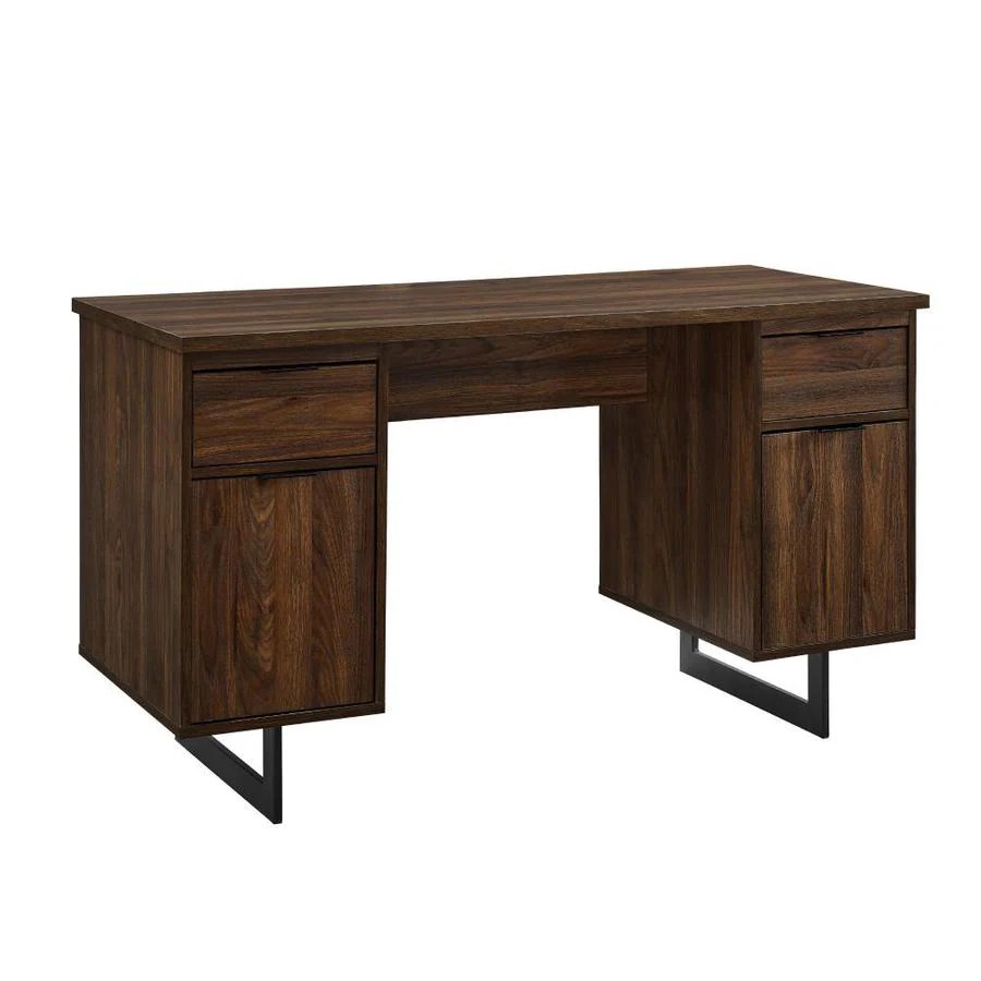 Walker Edison 54in Executive Desk with Dual Storage Dark Walnut in