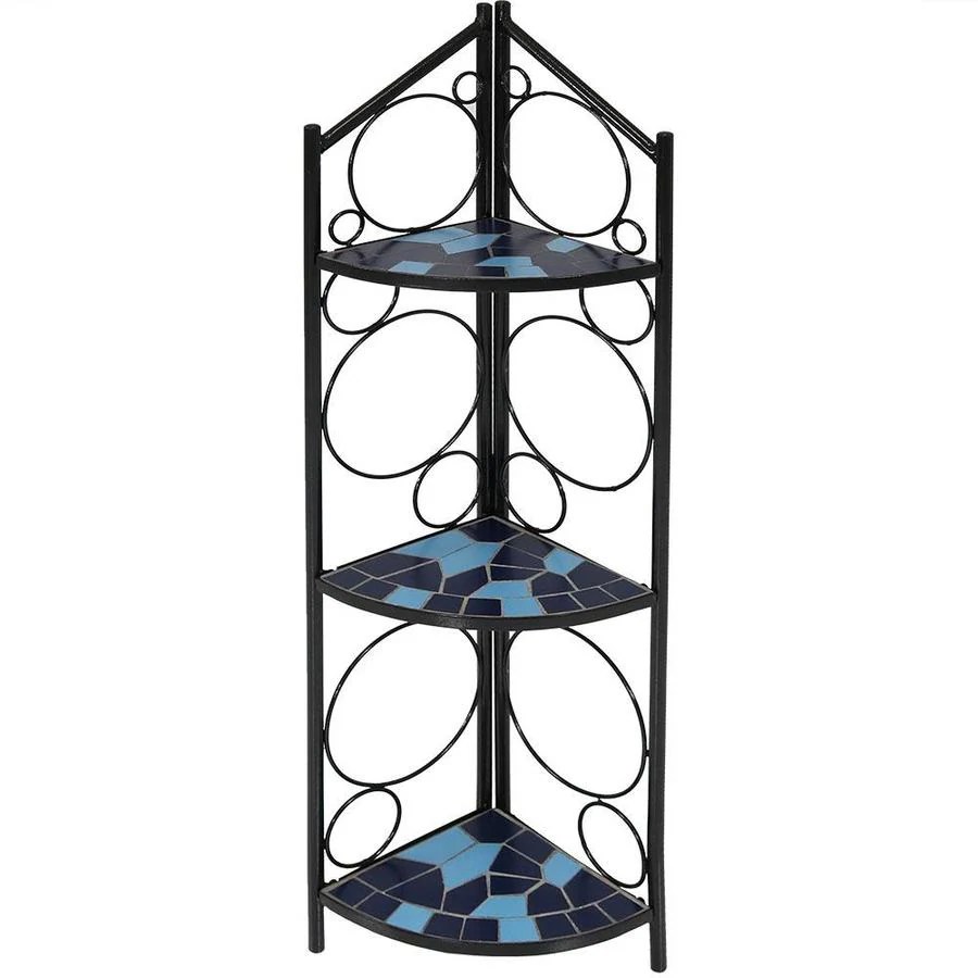Sunnydaze Decor 3Tier Folding Mosaic Plant Stand Indoor/Outdoor Metal