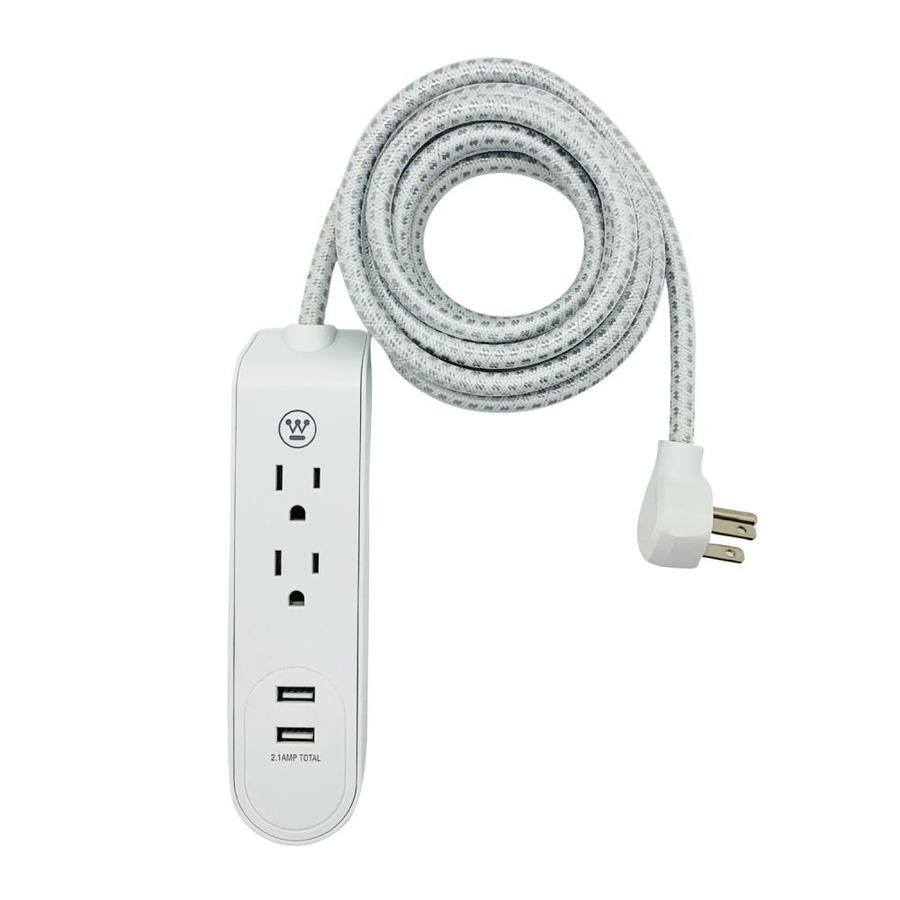 Westinghouse 2Outlet 2USB Banana LowProfile Fabric Extension Cord, 9