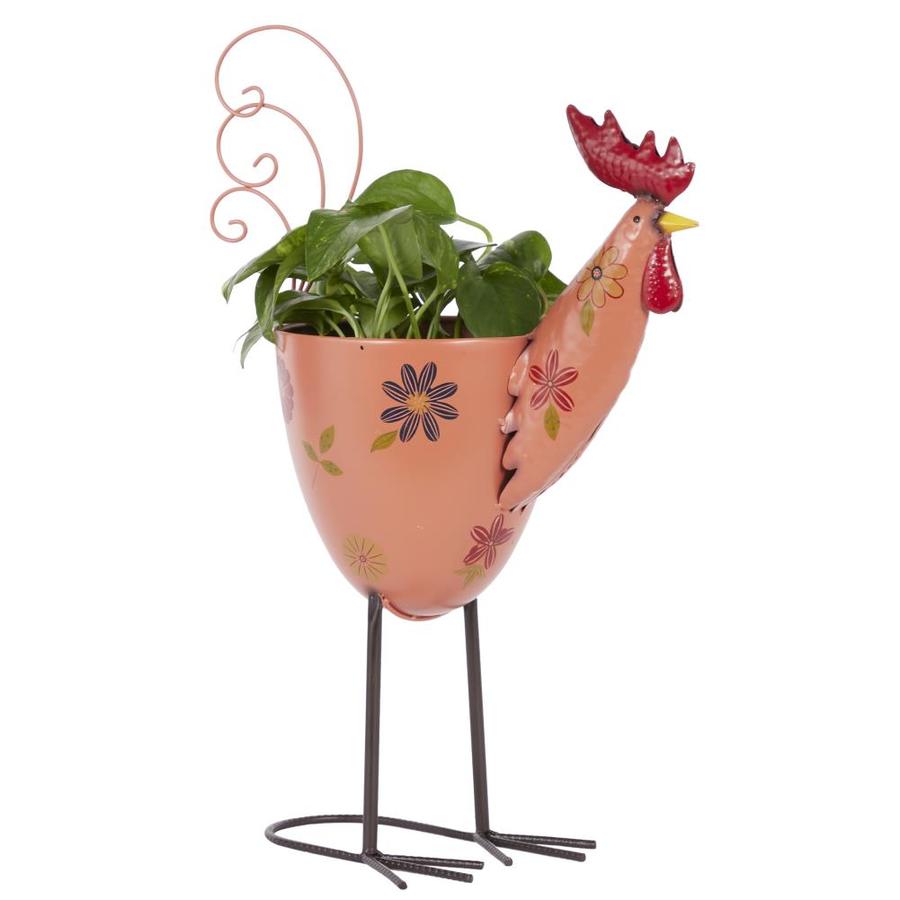 Grayson Lane Metal Rooster Planter for Outdoor Plants with Stand 20in