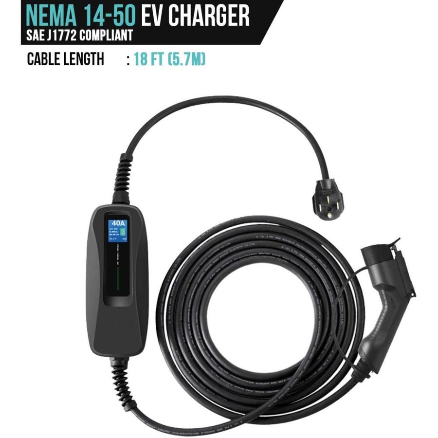 Lectron NEMA 1450 Plug J1772 Cable EV Charger Level 2 40Amp Freestanding Single Electric Car