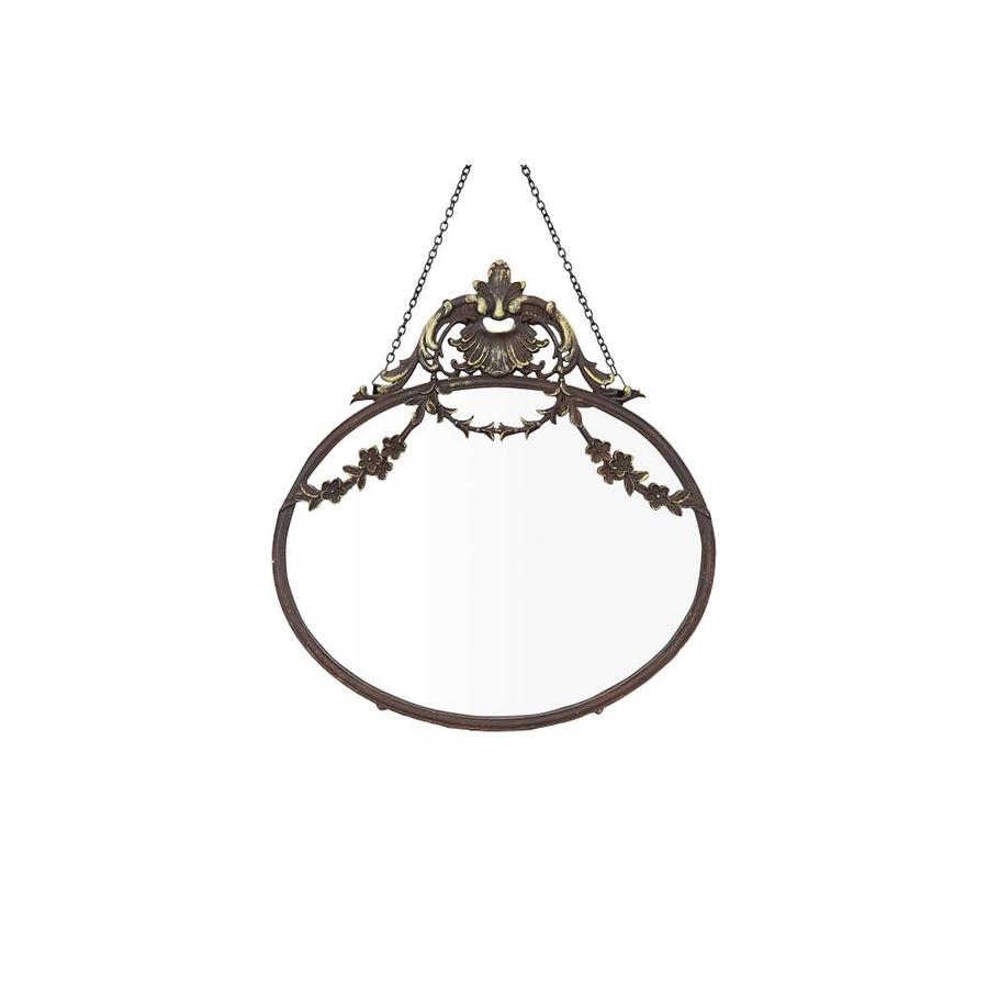 Creative CoOp Antique Inspired Hanging Oval Mirror with Pewter Frame