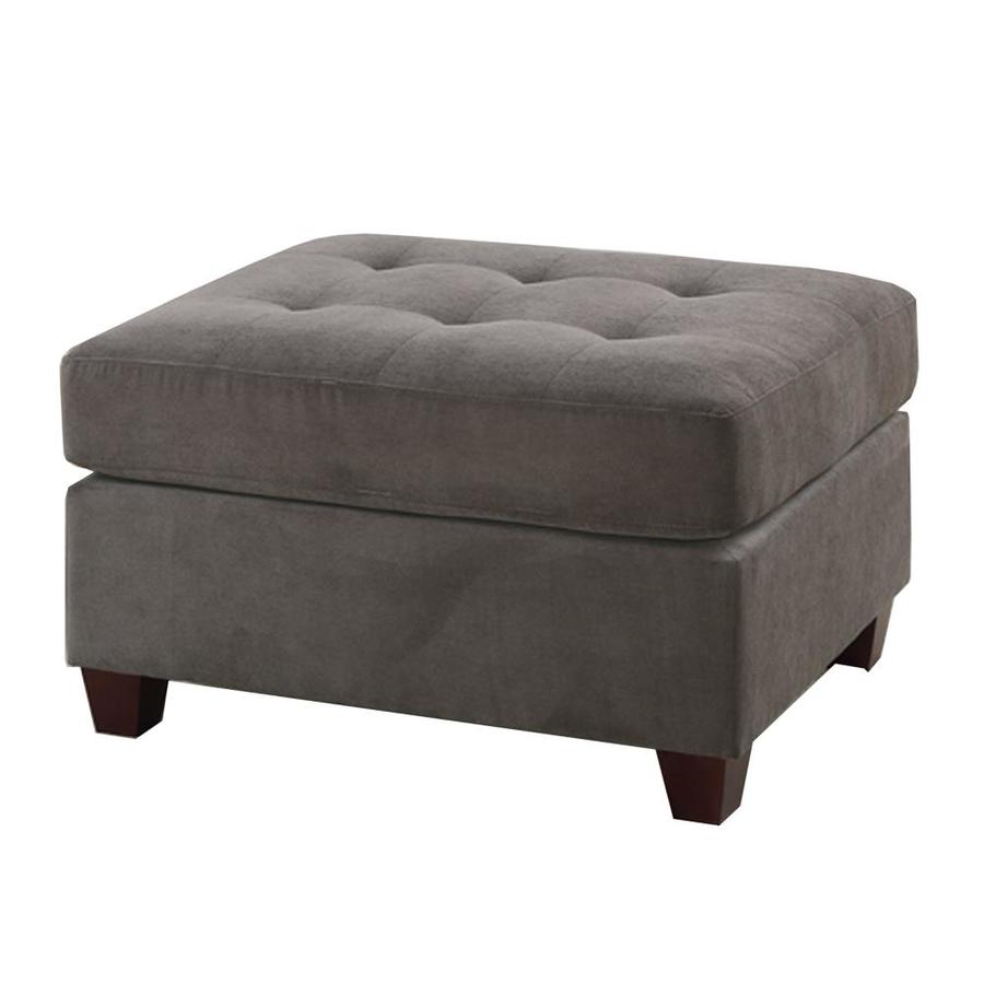 Benzara Casual Gray Microfiber Ottoman in the Indoor Ottomans