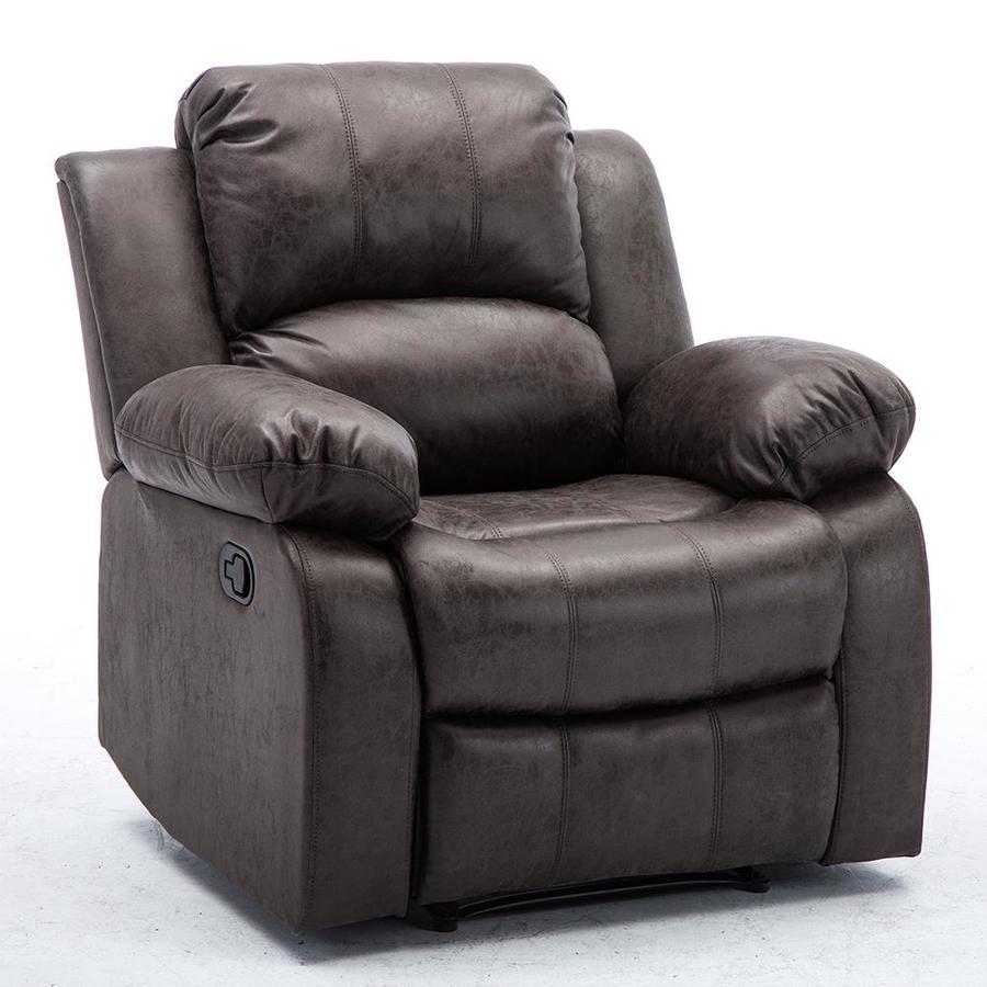 Clihome Dark Brown Faux Leather Powered Reclining Recliner with Lift