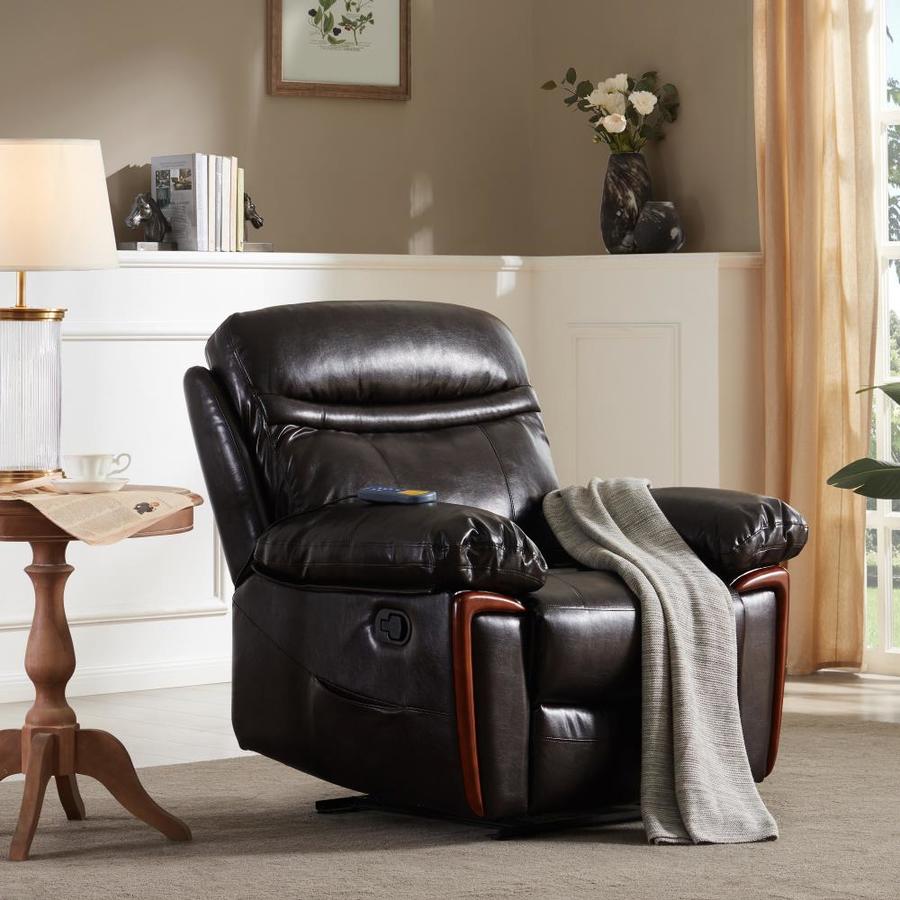 Clihome Dark Brown Power Lift Assist Recliner Chair with Leather in the
