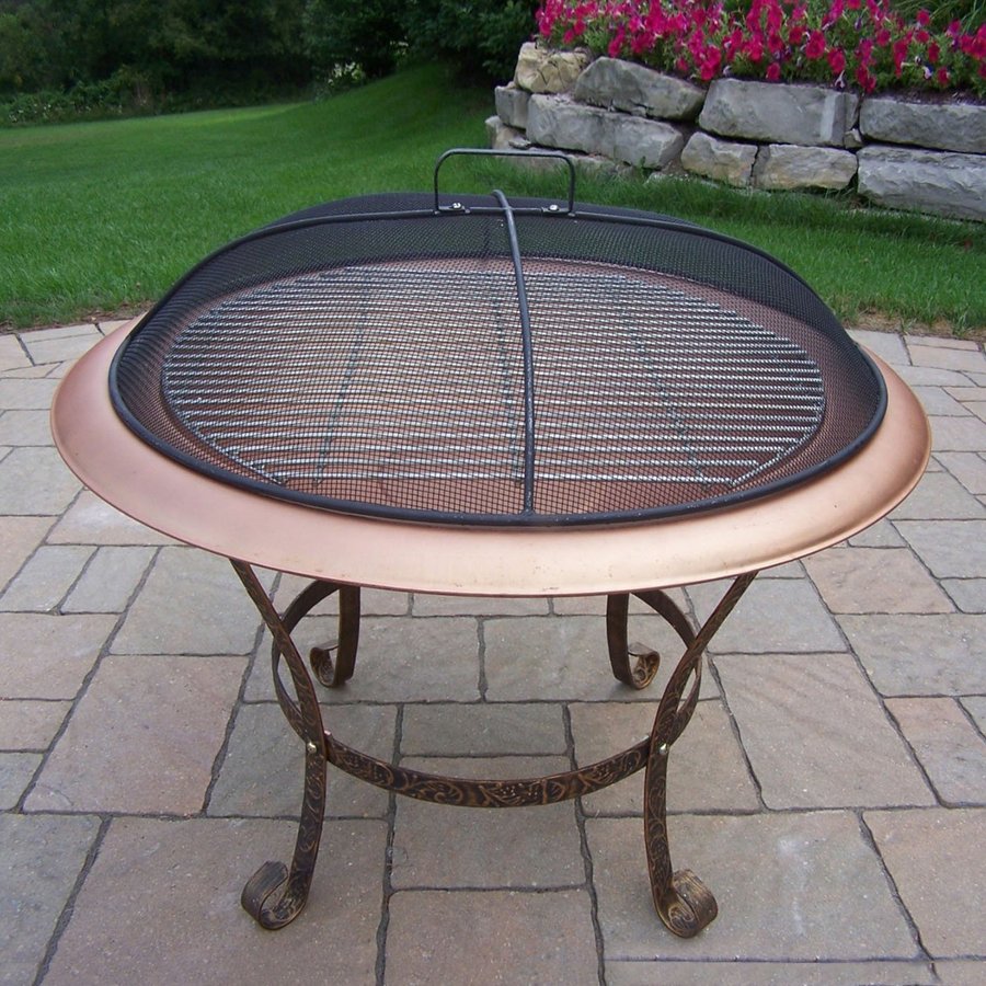 Oakland Living 29.5in W Antique Bronze Iron WoodBurning Fire Pit in