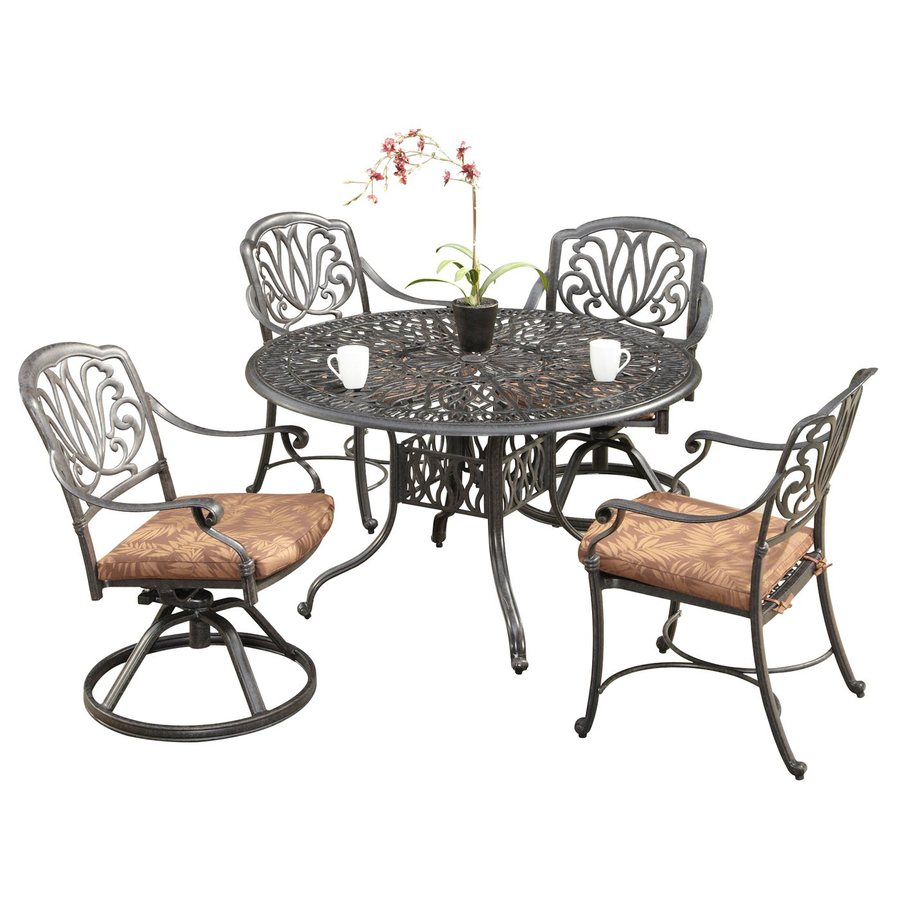 Home Styles Floral Blossom 5Piece Gray Metal Frame Patio