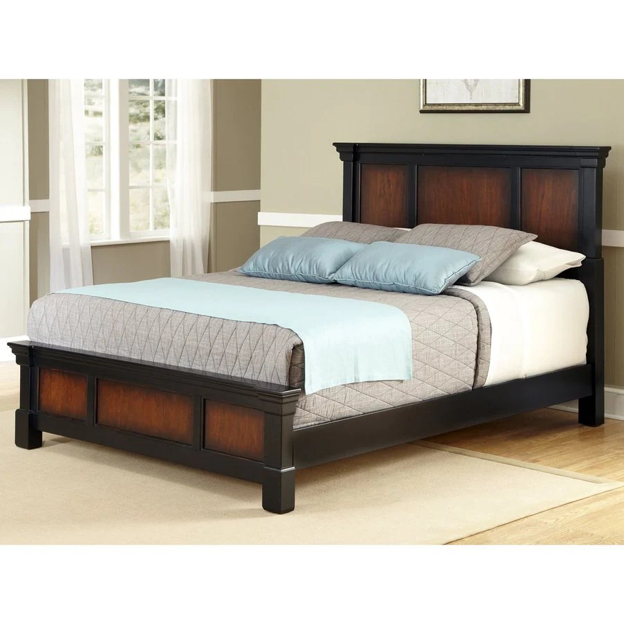 Home Styles Aspen Rustic Cherry/Black Queen Panel Bed at
