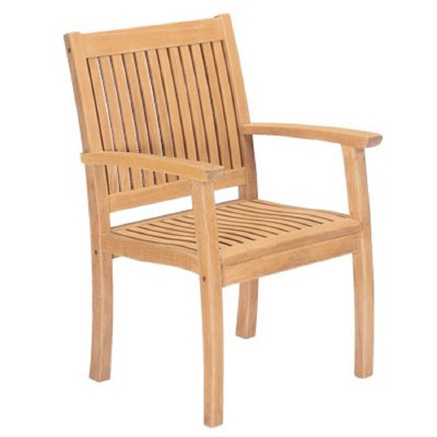 HiTeak Furniture Buckingham Natural Blond Teak Patio Dining Chair at