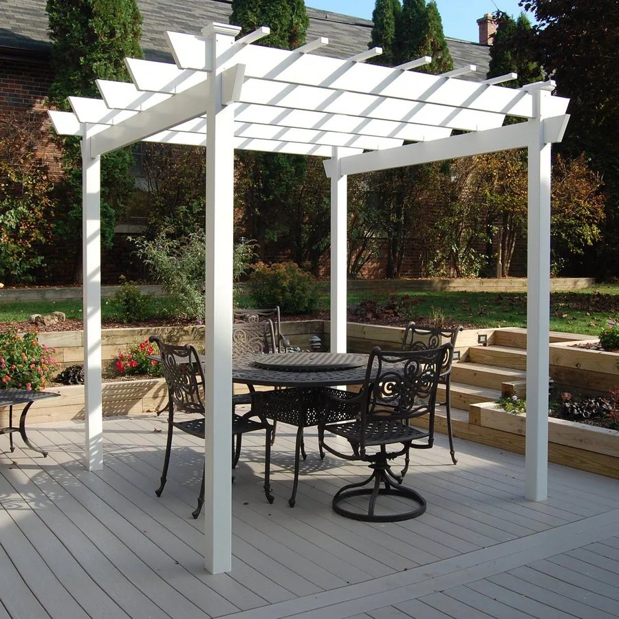 Shop DuraTrel 8ft x 9ft x 9ft White Vinyl Freestanding Pergola at