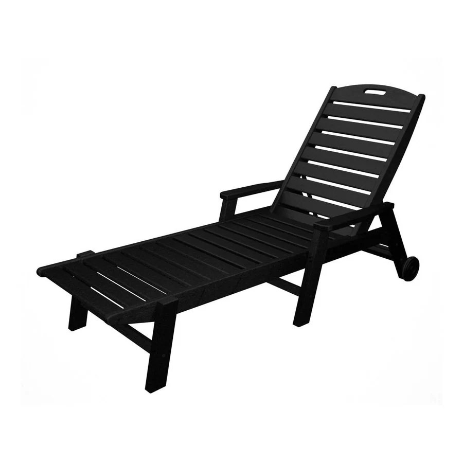 Shop POLYWOOD Nautical Black Plastic Patio Chaise Lounge Chair at