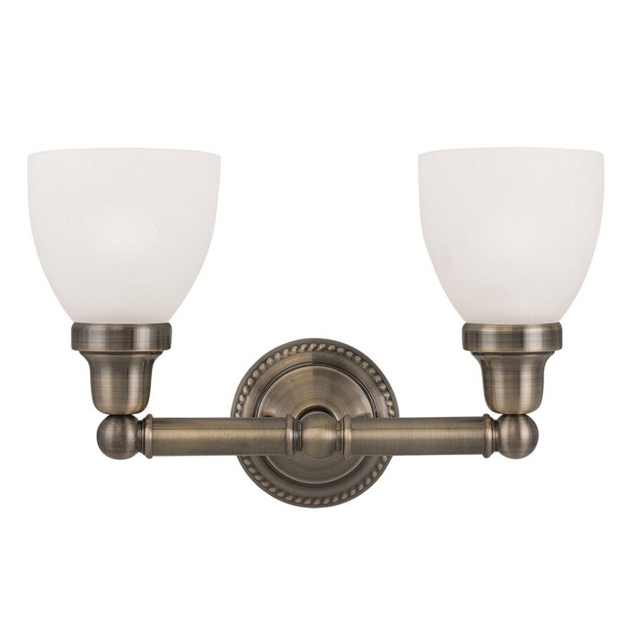 Livex Lighting Classic 2Light 15.5in Antique brass Bell Vanity Light
