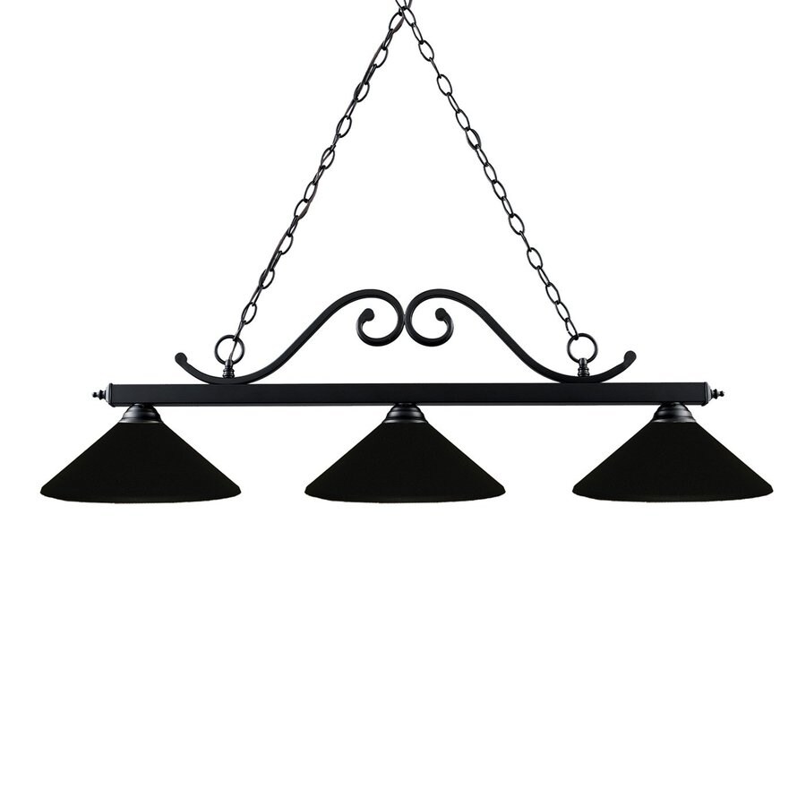 ZLite Windsor 14in W 3Light Matte Black Kitchen Island Light with