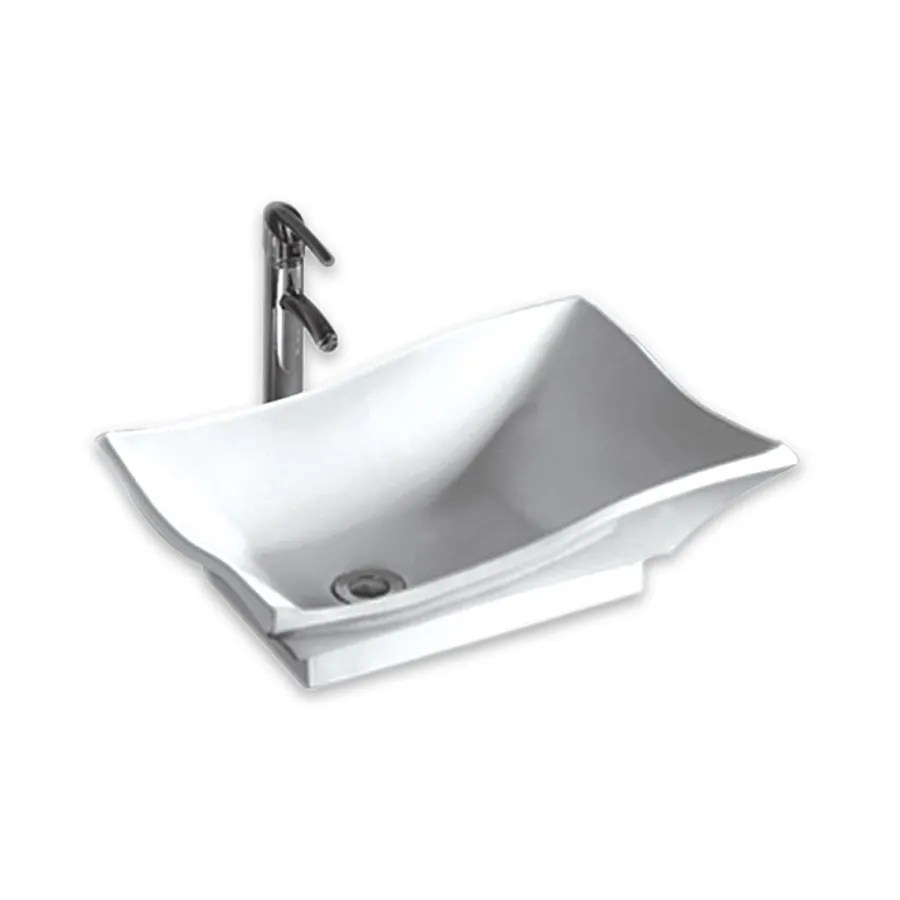 Whitehaus Collection Isabella White Rectangular Vessel Bathroom Sink at