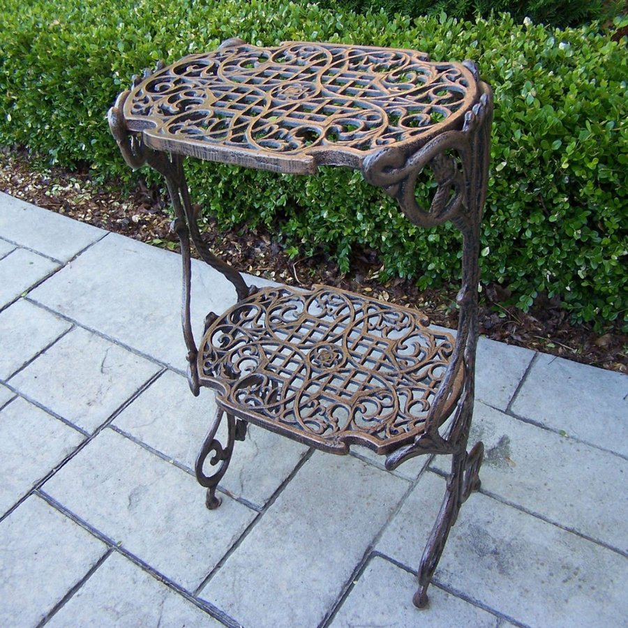 Oakland Living 28.5in Antique Bronze Rectangular Cast Iron Plant Stand in the Plant Stands