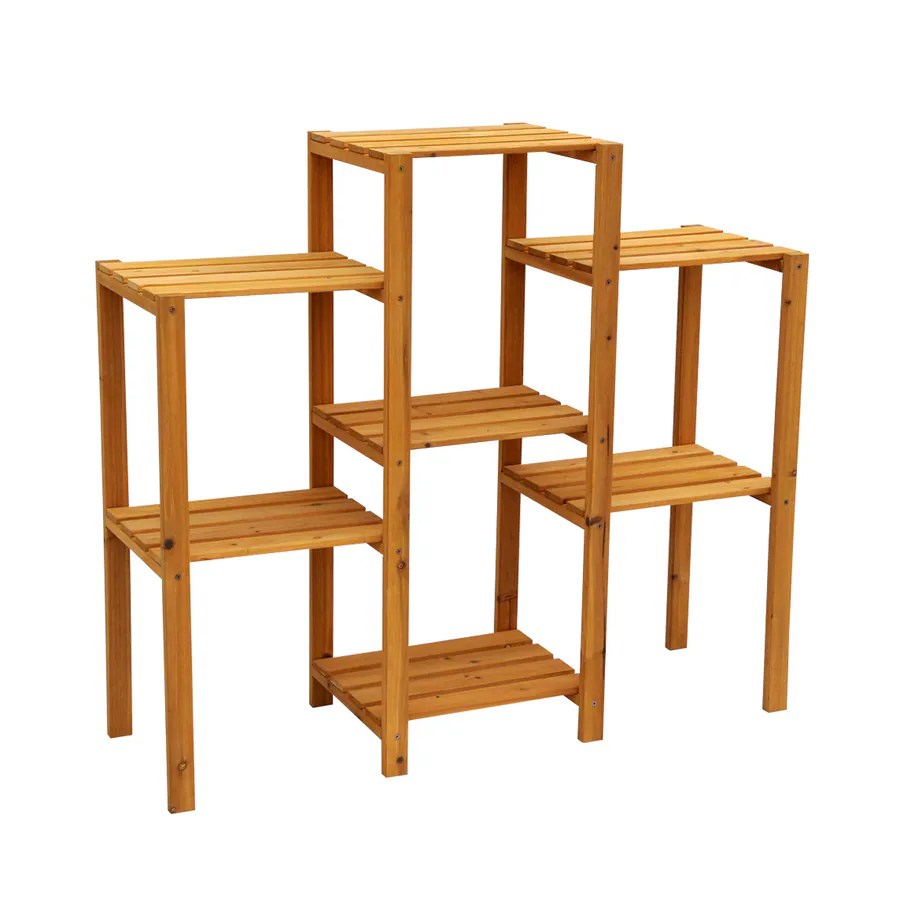 Leisure Season 34in Natural Outdoor Rectangular Wood Plant Stand at
