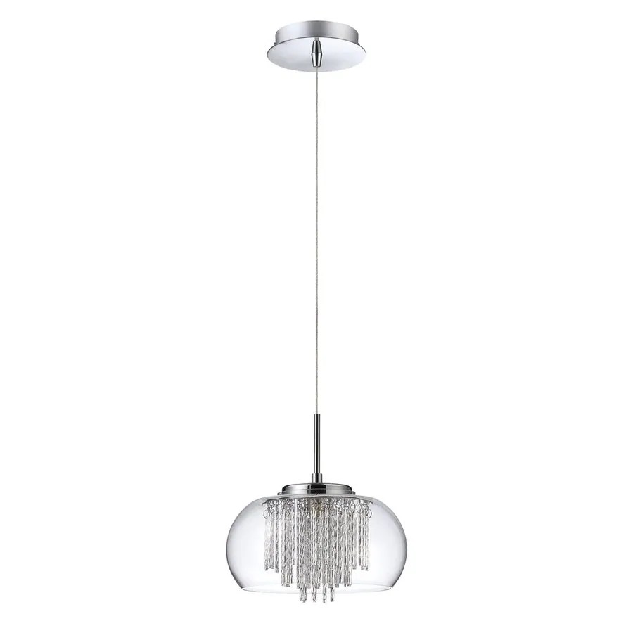 Kendal Lighting Chrome Mini Modern Clear Glass Dome Pendant at