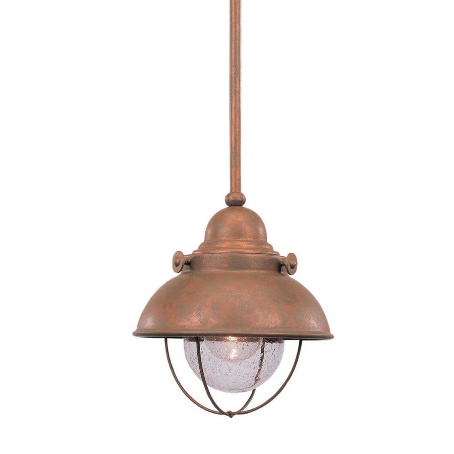 Shop Sea Gull Lighting Sebring 8in Weathered Copper Barn Mini Seeded