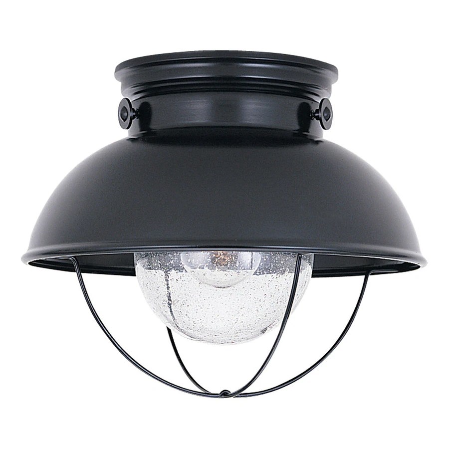 Sea Gull Lighting Sebring 11.25in W Black Outdoor FlushMount Light at