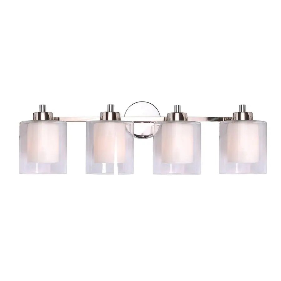 Shop Kenroy Home 4Light Orienta White Opal/Polished Nickel Bathroom