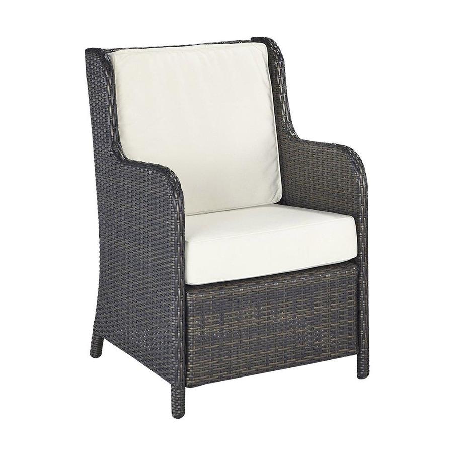 Home Styles Riviera Deep Brown Wicker Woven Patio Conversation Chair with Stone Cyroplene