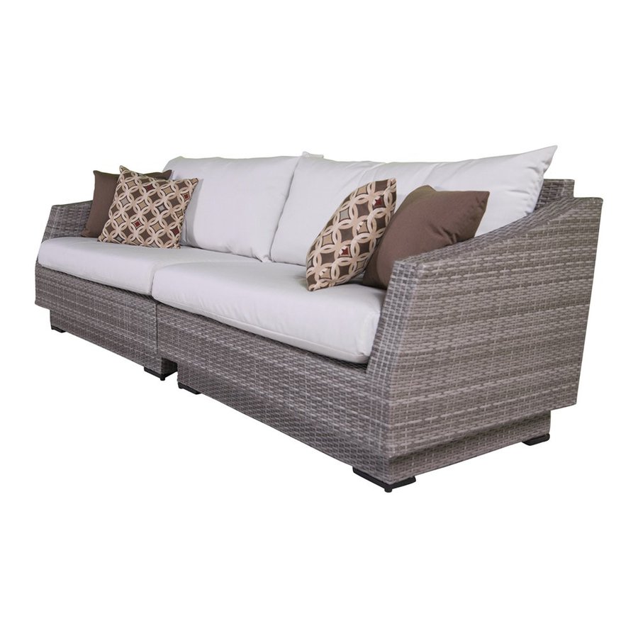RST Brands Cannes Wicker Outdoor Sofa with Solid Moroccan Cream Cushion