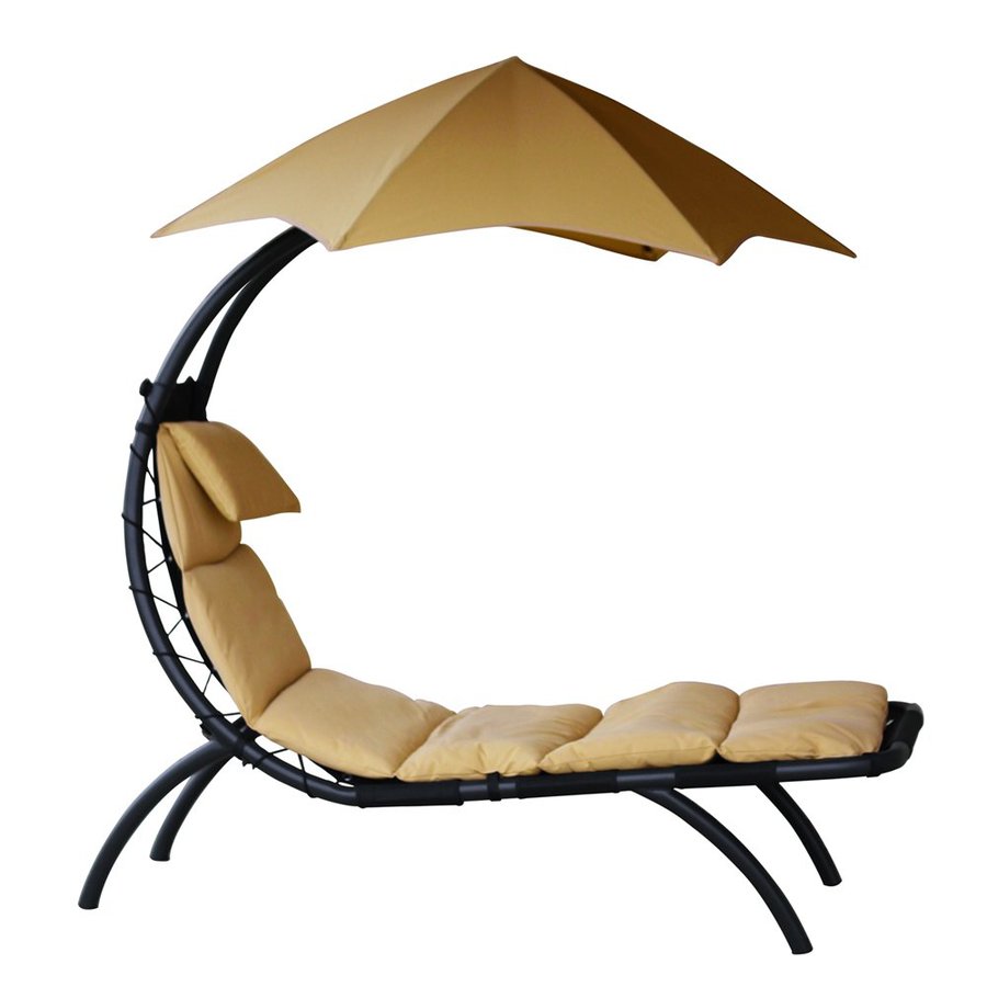 Vivere Steel Chaise Lounge Chair with Sand Dune Cushion in the Patio