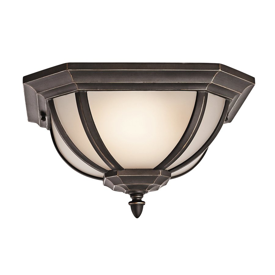 Kichler Salisbury 13.5in W Rubbed Bronze Outdoor FlushMount Light at