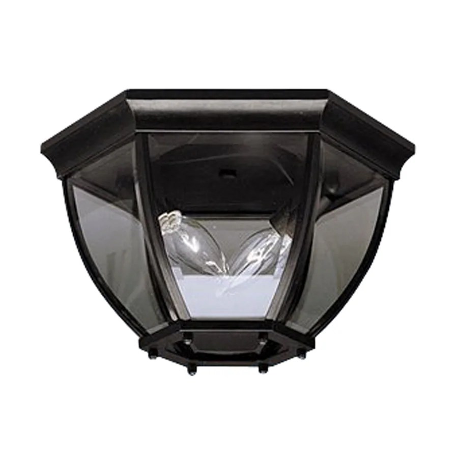 Kichler Townhouse 12in W Black Outdoor FlushMount Light in the