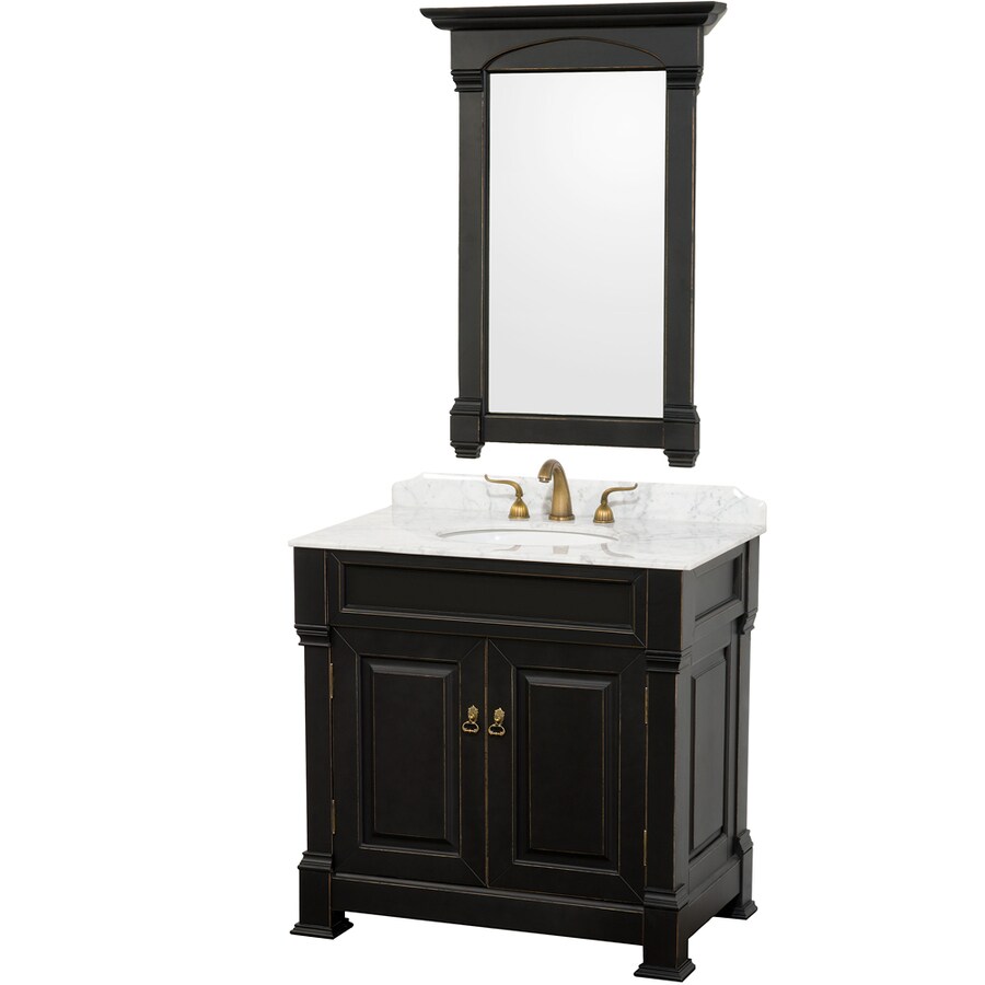 Wyndham Collection Andover 36in Black Single Sink Bathroom Vanity with