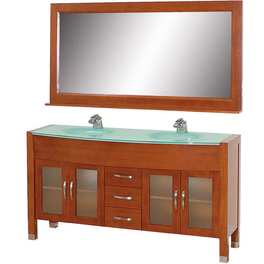 Shop Wyndham Collection Daytona Cherry Integral Double Sink Oak