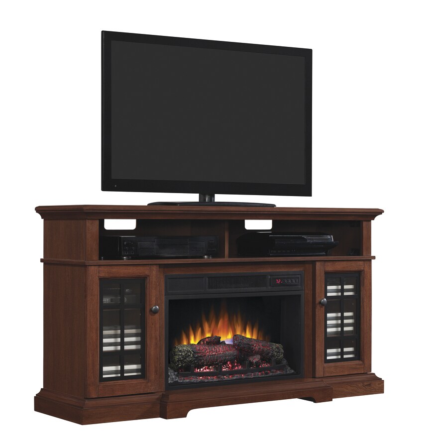 Style Selections 56in W Cherry Fanforced Electric Fireplace at