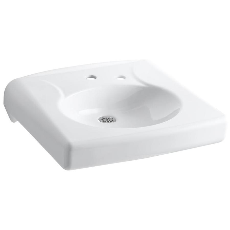 KOHLER Brenham White WallMount Rectangular Bathroom Sink with Overflow