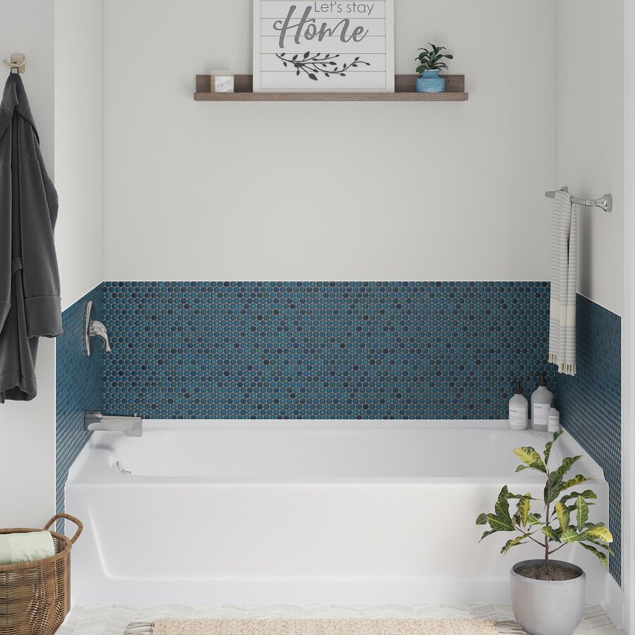 Briggs Pendant 30in White Enameled Steel Rectangular RightHand Drain