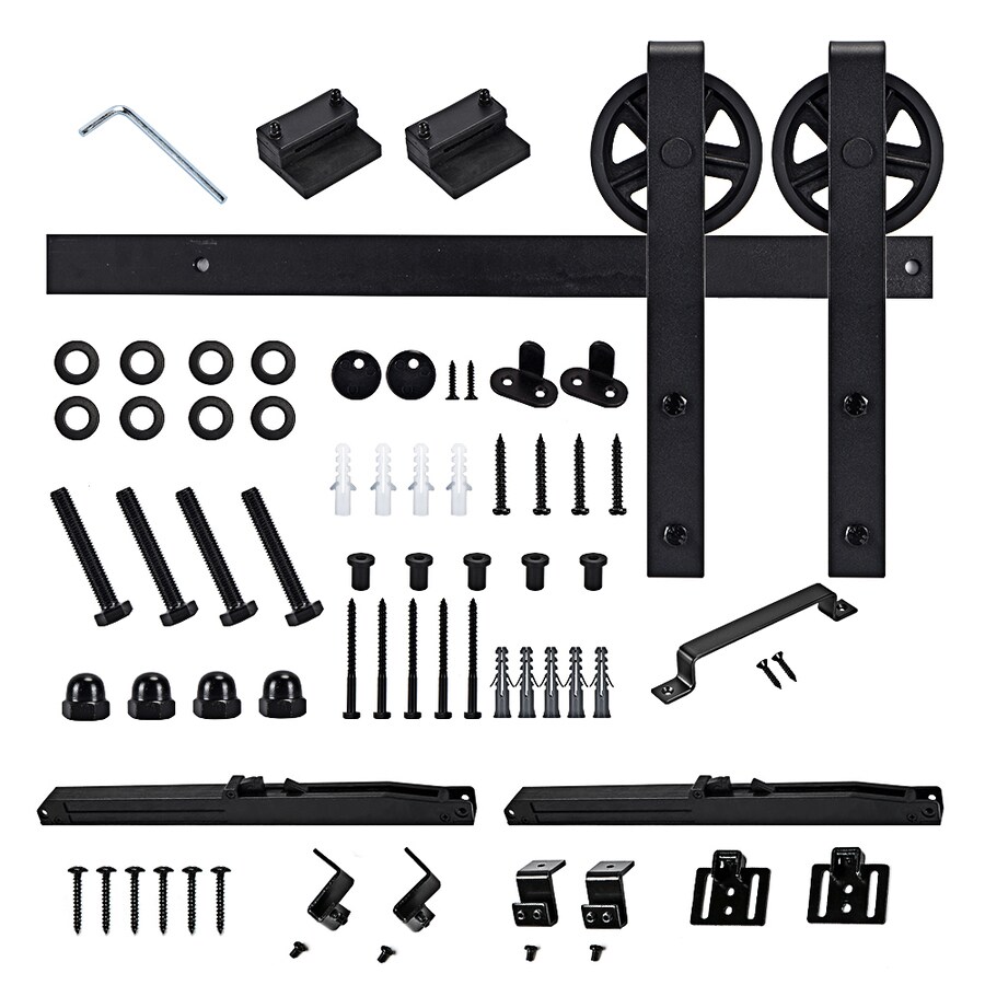 ReliaBilt 78In Wheel Hangers Barn Door Hardware Kit Matte Black in the