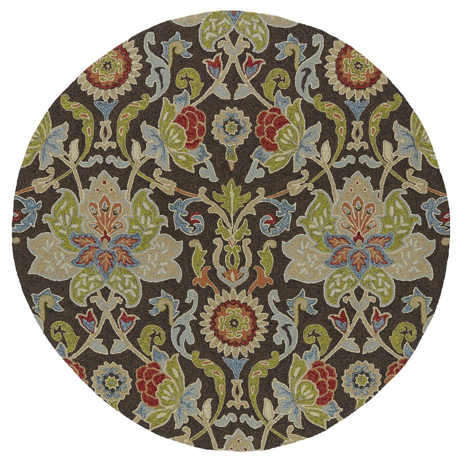 Kaleen Home and porch Chocolate Round Indoor/Outdoor Handcrafted