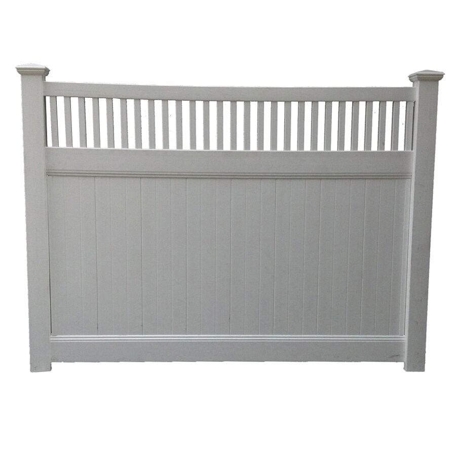 Boundary Nebraska 6ft x 8ft White Stockade Privacy Vinyl Fence Panel