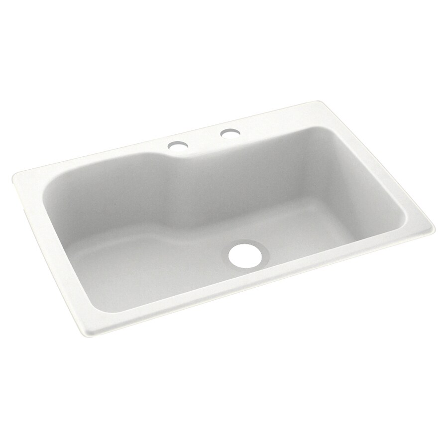 Swanstone DropIn 33in x 22in Tahiti White Single Bowl 2Hole Kitchen