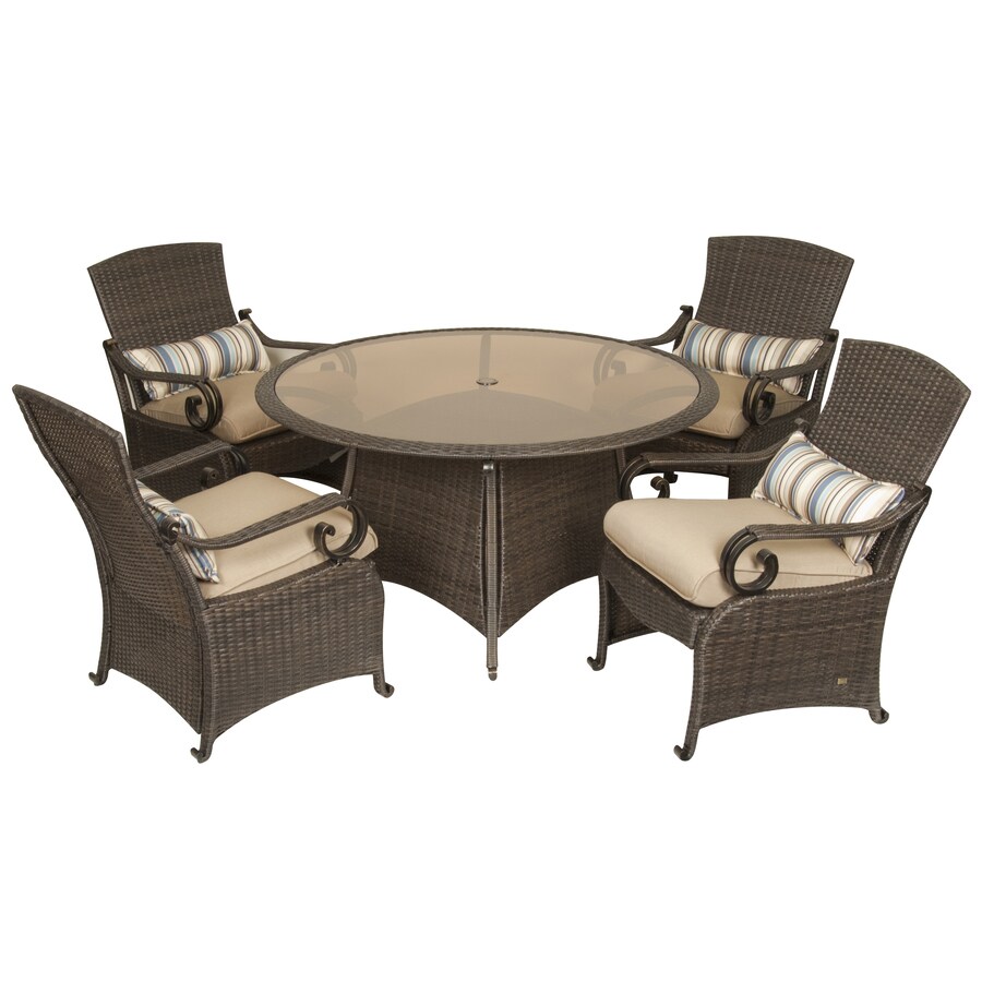 LaZBoy Outdoor Lake Como 5Piece Brown Patio Dining Set with Tan