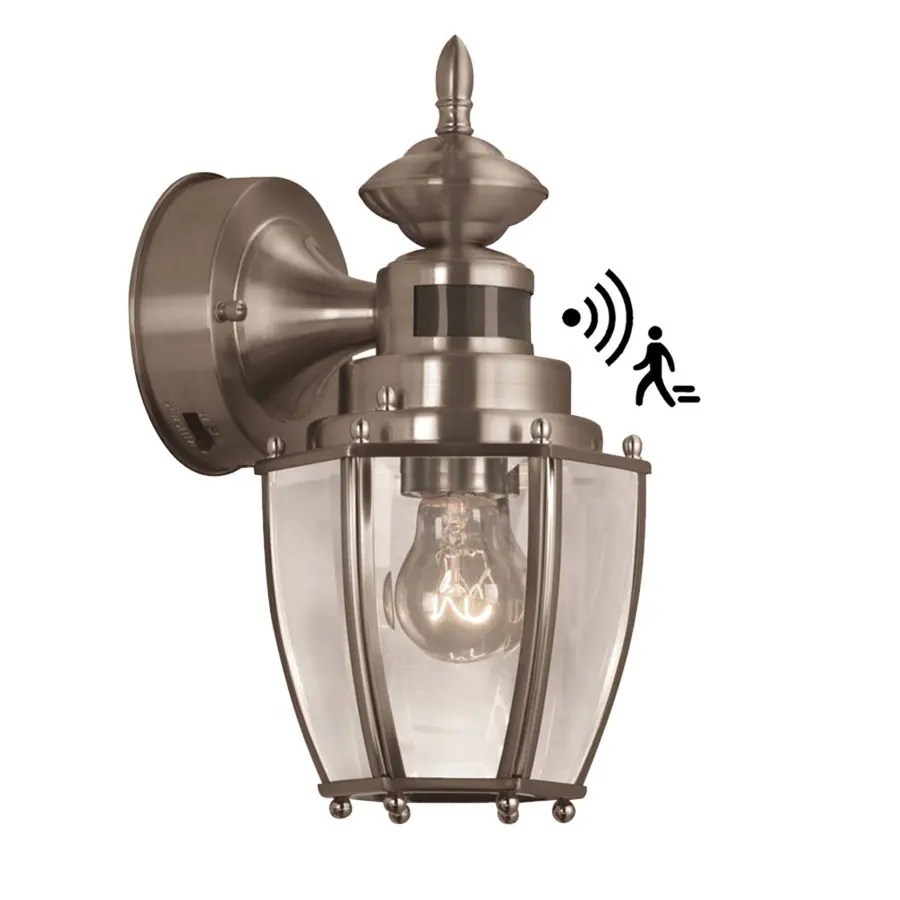 Portfolio 11.75in H Brushed Nickel Motion Activated Outdoor Wall Light