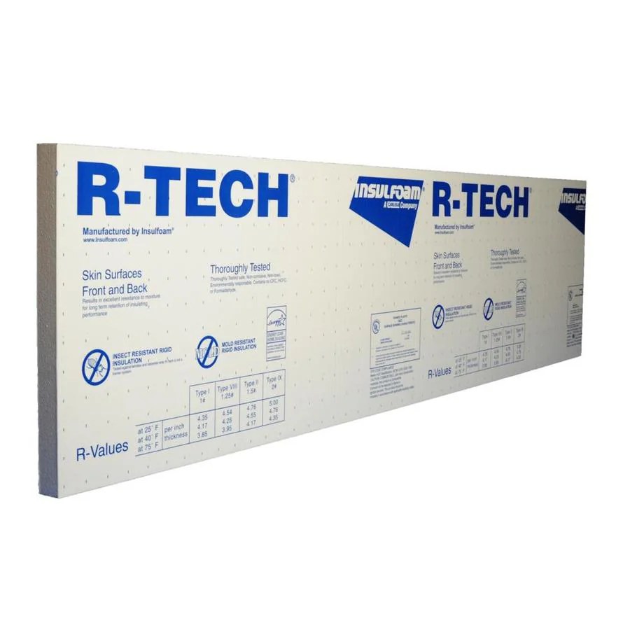 R7.7 2in x 4ft x 8ft 1 Faced Polystyrene Garage Door Foam Board