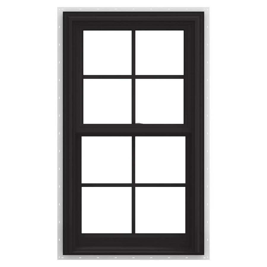 JELDWEN V2500 Vinyl New Construction Black Double Hung Window (Rough