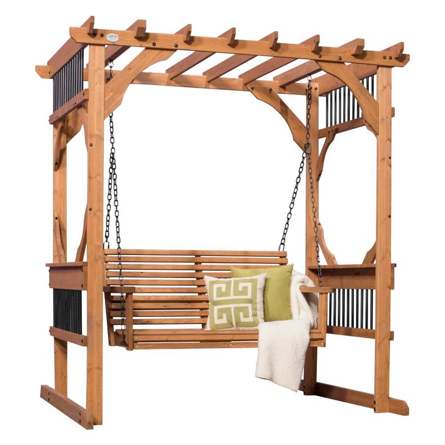 Backyard Discovery Deluxe Pergola Swing Brown Wood Freestanding Pergola