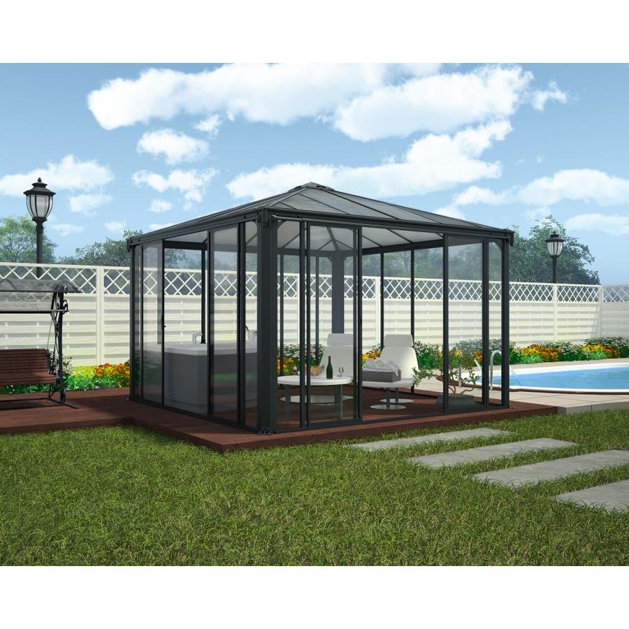 Palram Ledro Enclosed Gazebo Gray Structure/Bronze and Clear Panels