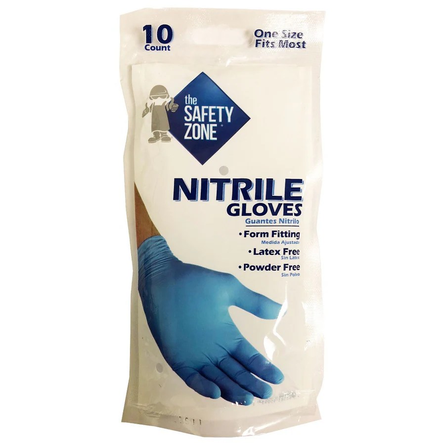 The Safety Zone 10Count One Size Fits All Nitrile Cleaning Gloves at