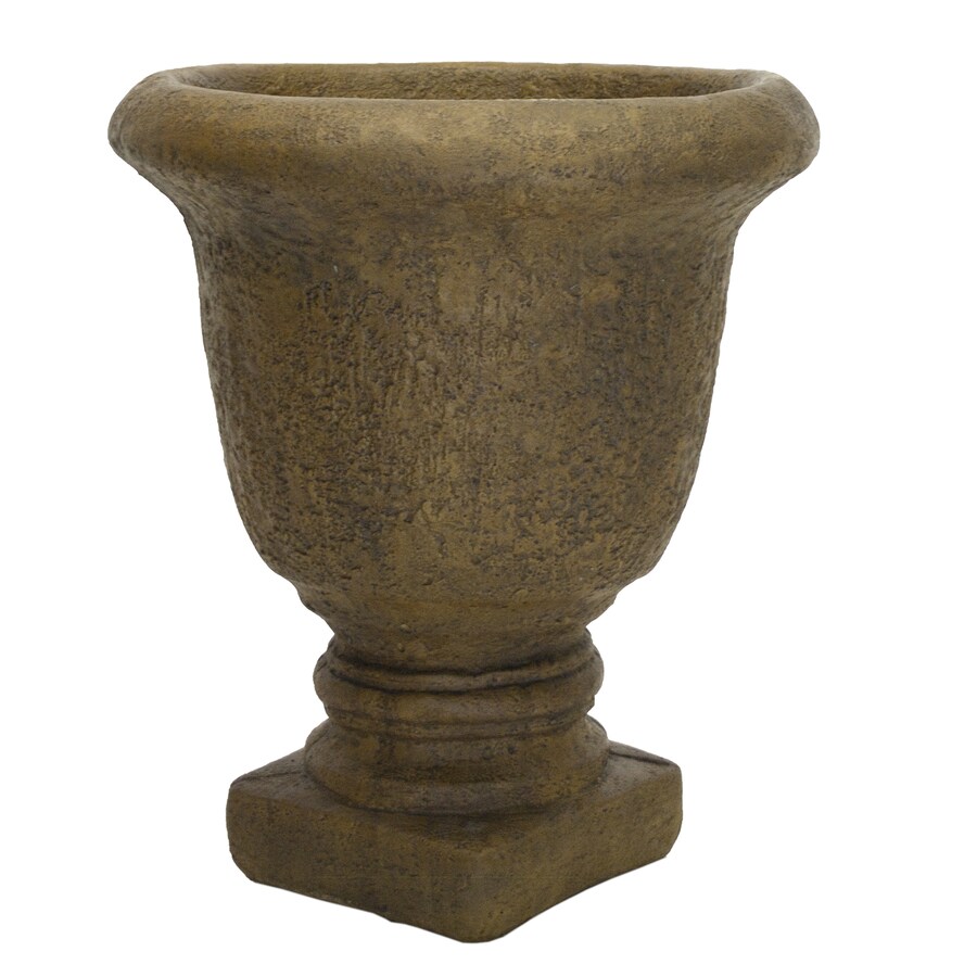 17in W x 20in H Espresso Concrete Round Planter at