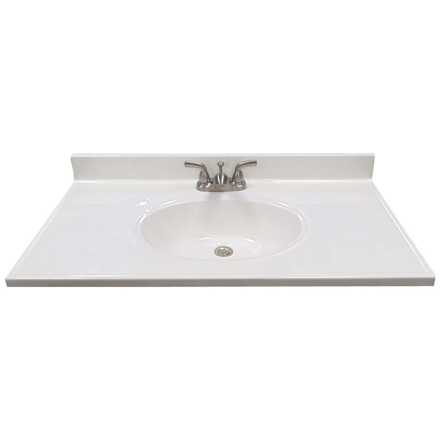 US Marble Ambassador 37in White On White Cultured Marble Bathroom