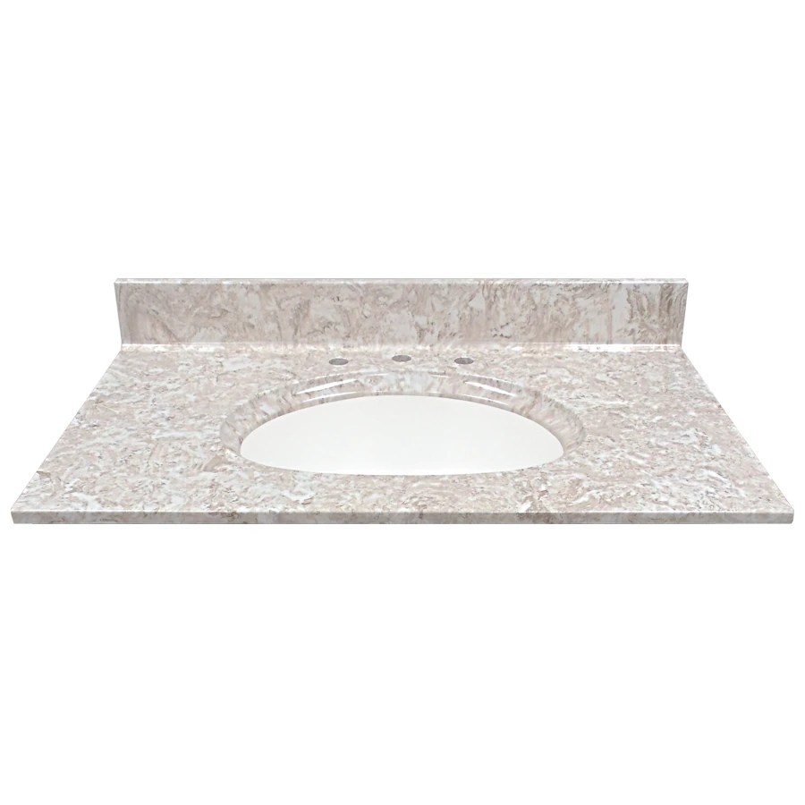 US Marble 37in Brown On White Cultured Marble Bathroom Vanity Top at