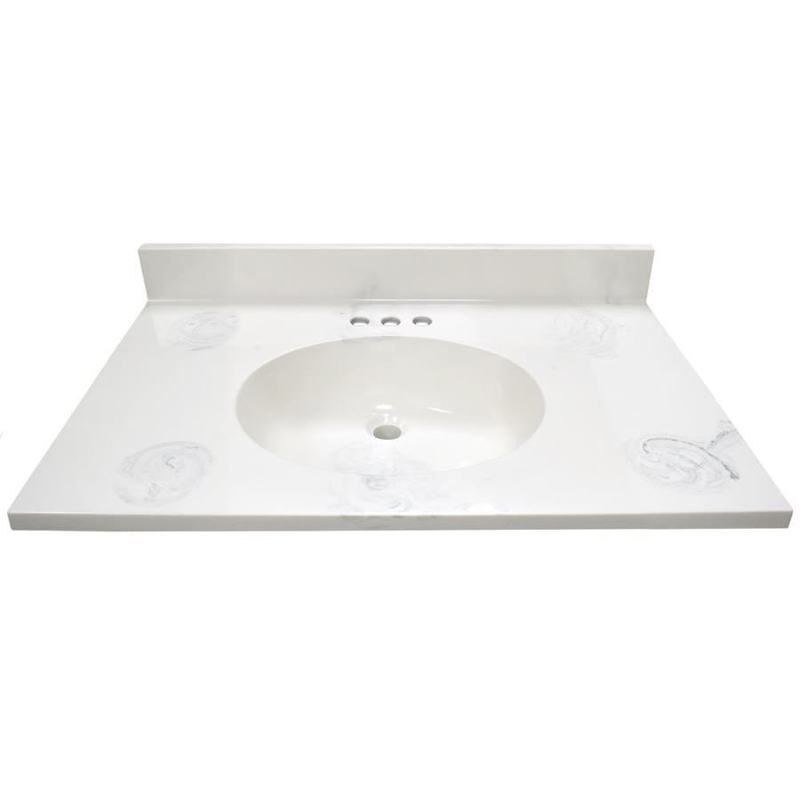 US Marble Ambassador 31in Dove Gray Cultured Marble Bathroom Vanity